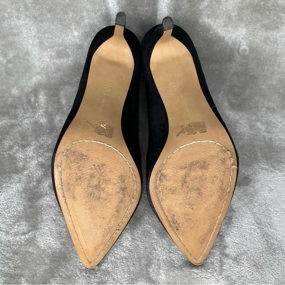 Neiman Marcus Leana Black Kid Suede Pointed Toe Pump Heels Size 9 - Picture 6 of 9